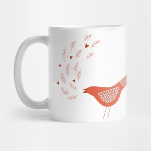 Scandinavian Bird With Hearts Mug